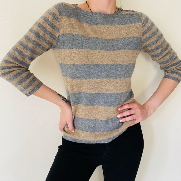 Liz Claiborne cashmere blend striped pullover sweater - Picture 3 of 6